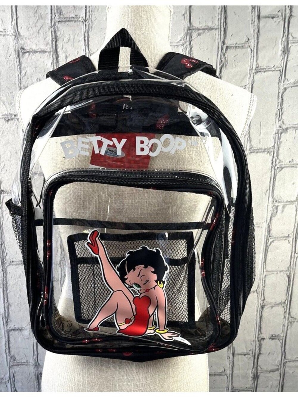 Betty Boop Large 16" Clear Backpack Purse Lady Carry All Travel Bag Licensed NEW